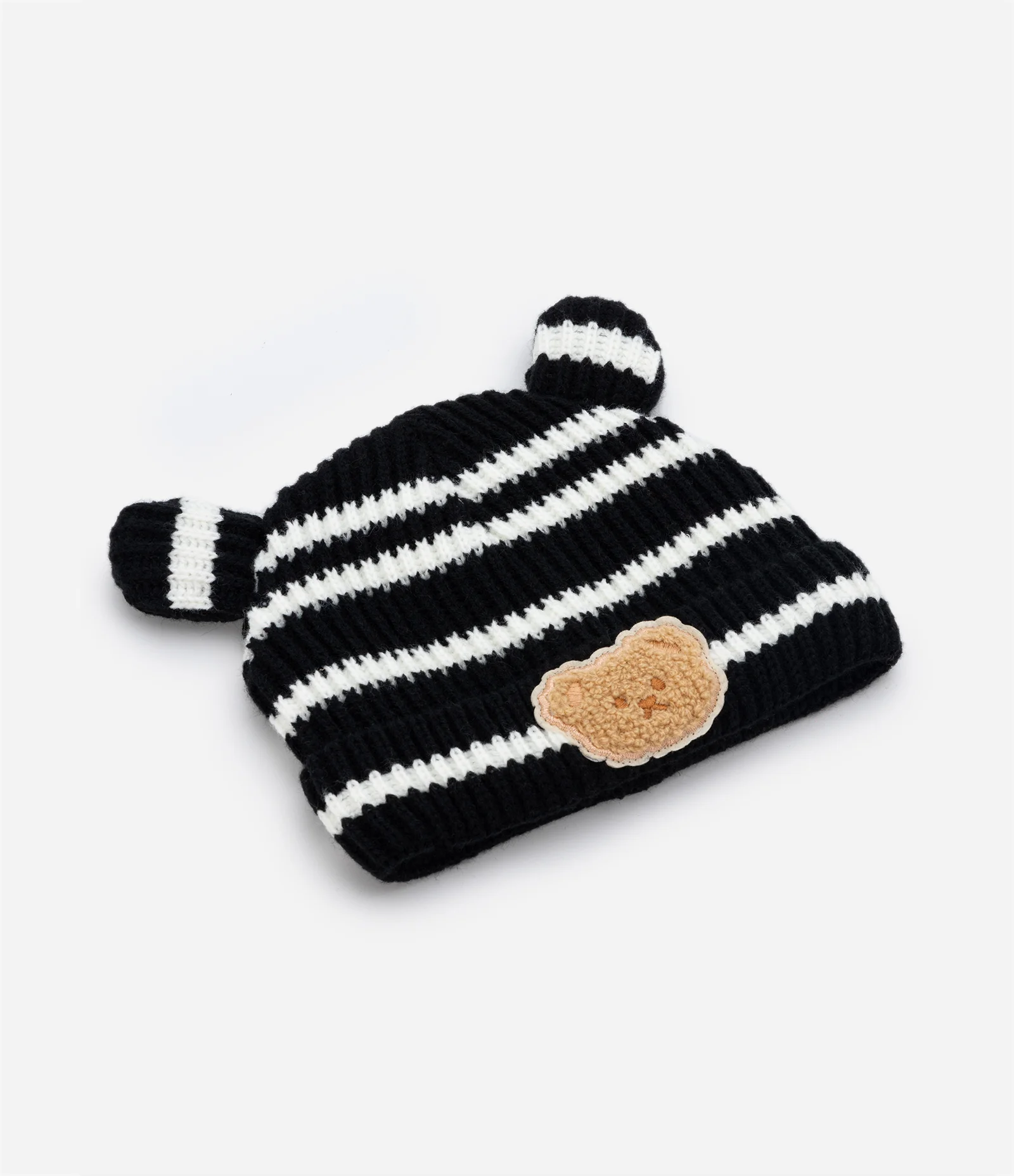 Gorro Infantil em Tricô com Orelhinhas - Tam 0 A 12 Meses Preto 1