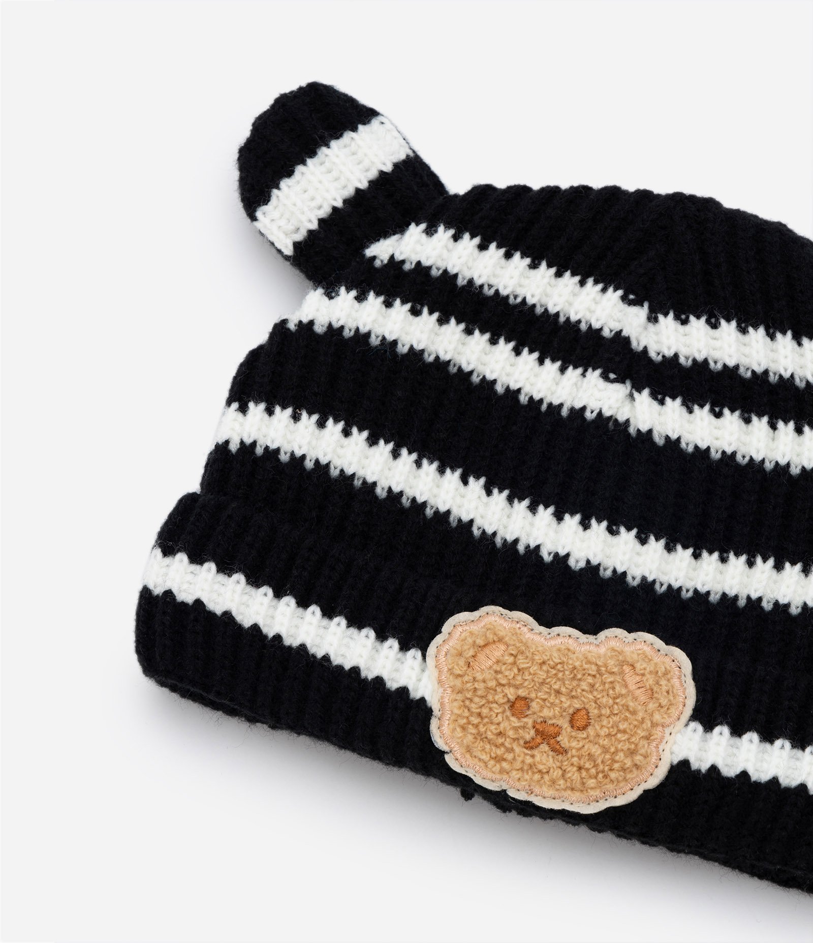 Gorro Infantil em Tricô com Orelhinhas - Tam 0 A 12 Meses Preto 3