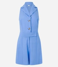 Macaquinho em Linho com Gola Lapela e Abotoamento Frontal