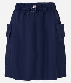 Saia Alfaiata com Cós Elástico e Bolsos Laterais