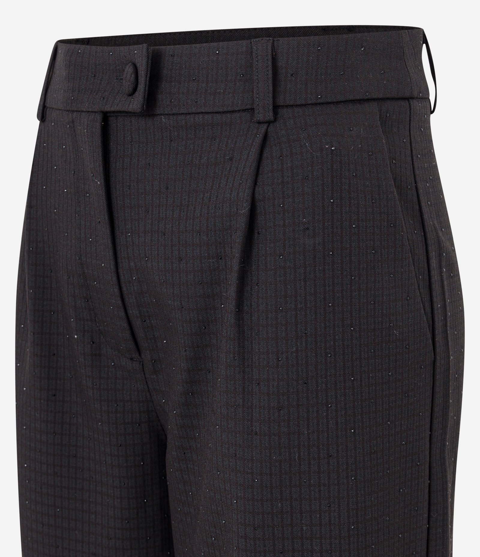 Calça Reta Alfaiatada com Estampa Xadrez e Detalhe de Brilho Preto 9