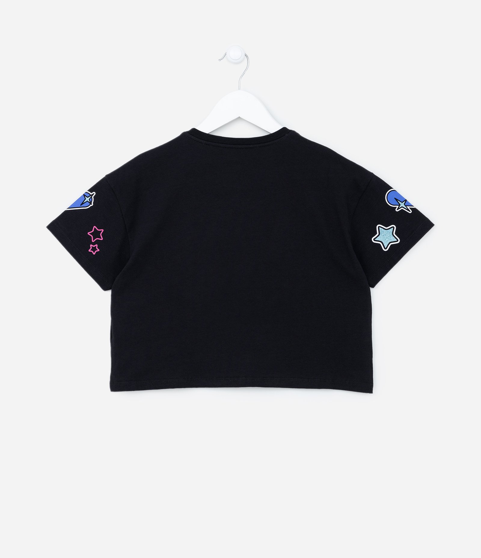 Camiseta Cropped Infantil com Estampa e Paetês - 5 a 14 anos Preto 2