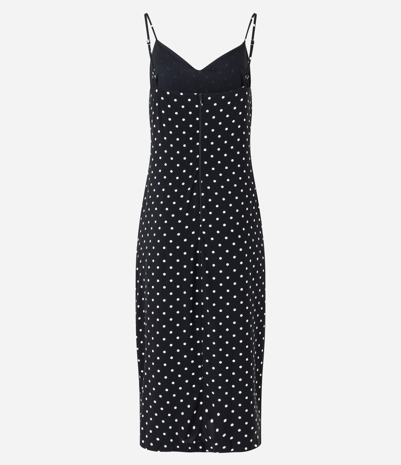 Vestido Midi em Viscose Poá com Lateral Drapeada Preto 7