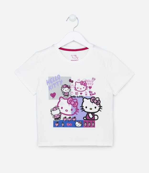 Camiseta Infantil Manga Curta com Estampa da Hello Kitty - Tam 5 a 14 anos Branco 1