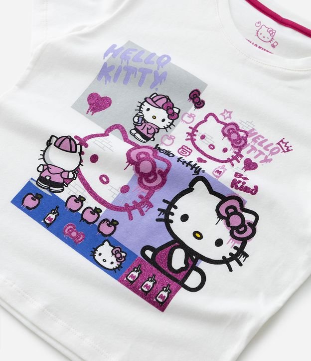 Camiseta Infantil Manga Curta com Estampa da Hello Kitty - Tam 5 a 14 anos Branco 3