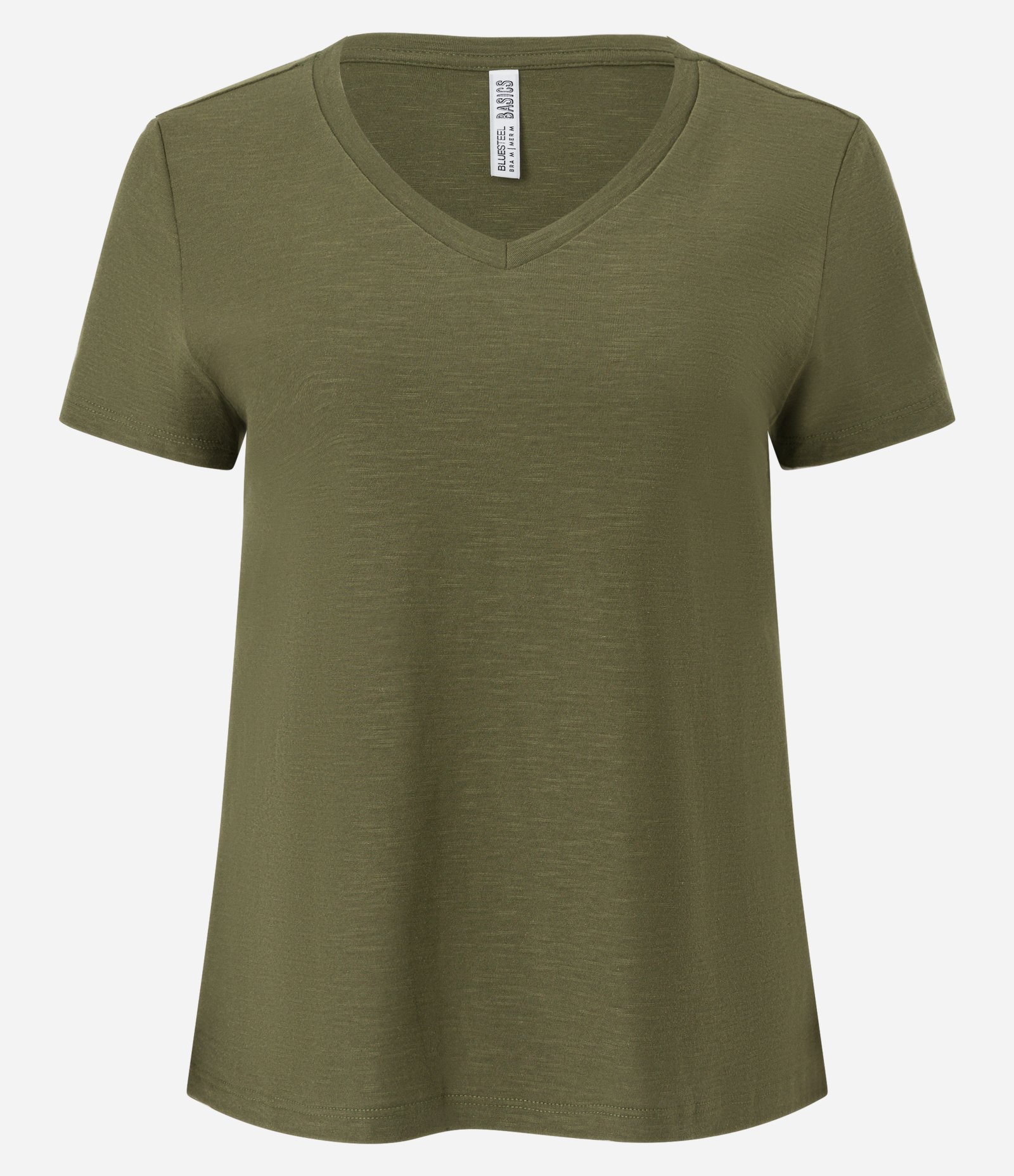 Blusa T-shirt em Algodão Flame com Gola V Verde 6