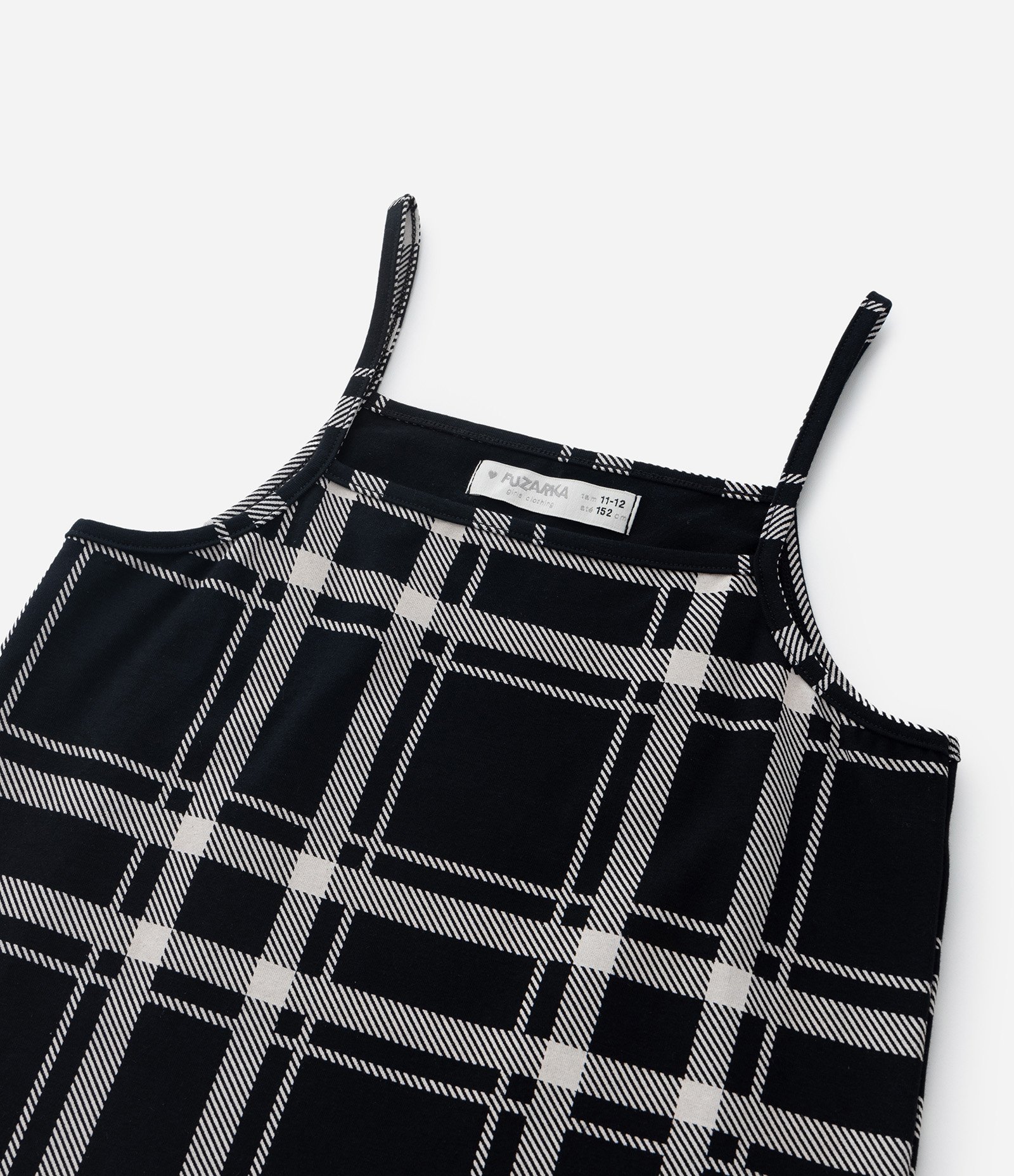 Vestido Infantil com Estampa Xadrez - Tam 5 a 14 anos Preto/Branco 7