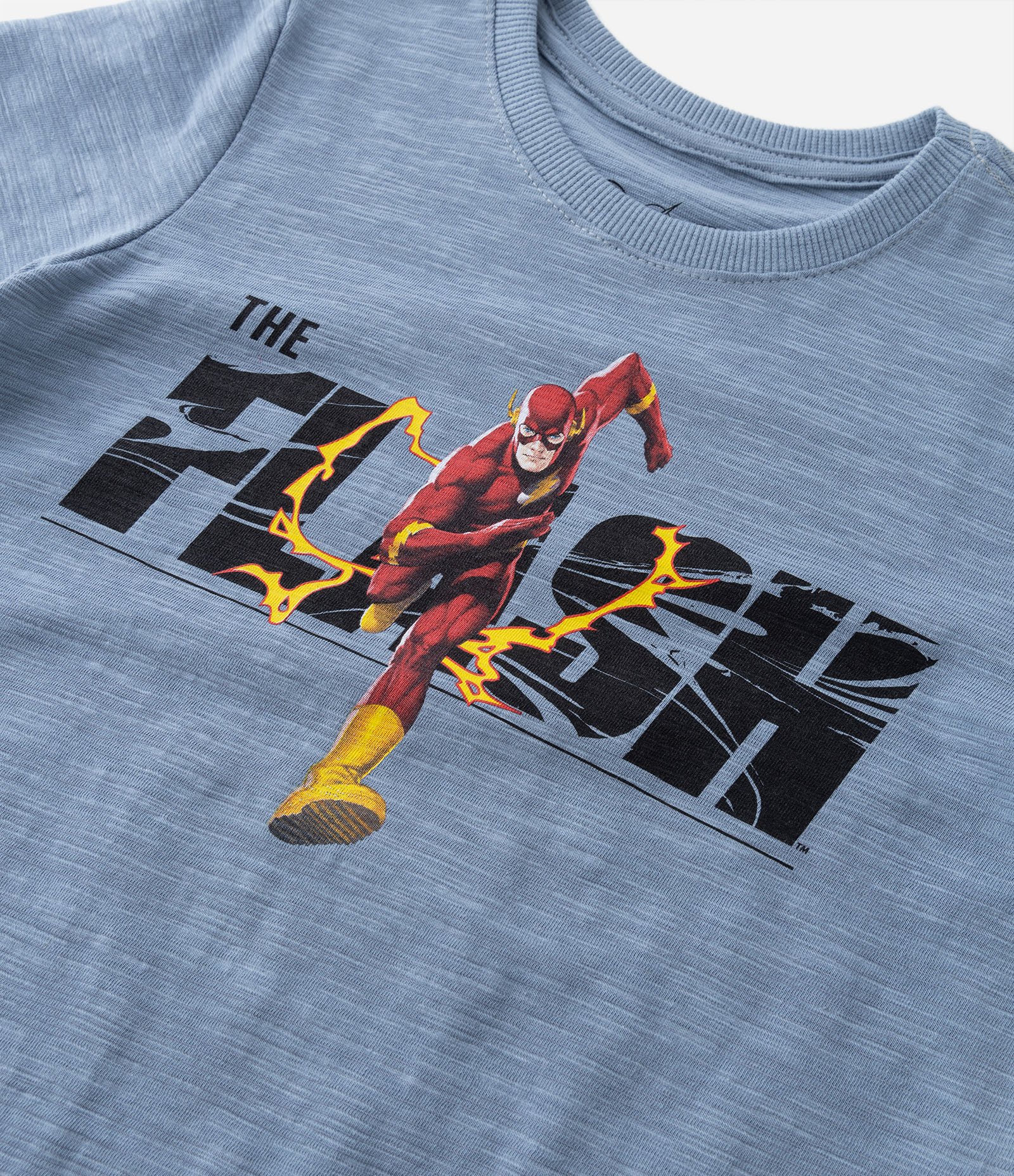 Camiseta Infantil Mesclada com Estampa The Flash - Tam 4 a 10 anos Azul Acinzentado 4