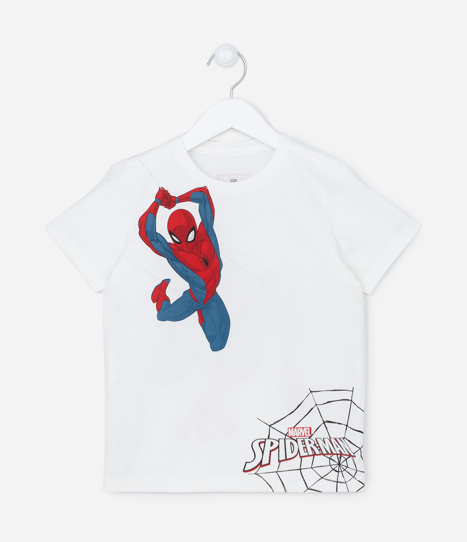 Camiseta Infantil Manga Curta com Estampa do Homem Aranha - Tam 5 a 13 anos Branco 1