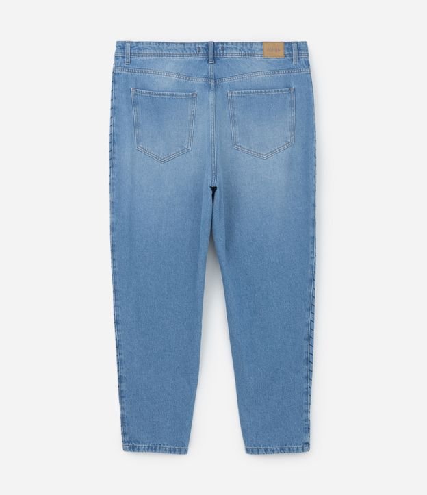 Calça Mom em Jeans com Recortes Bordados Curve & Plus Size Azul 7