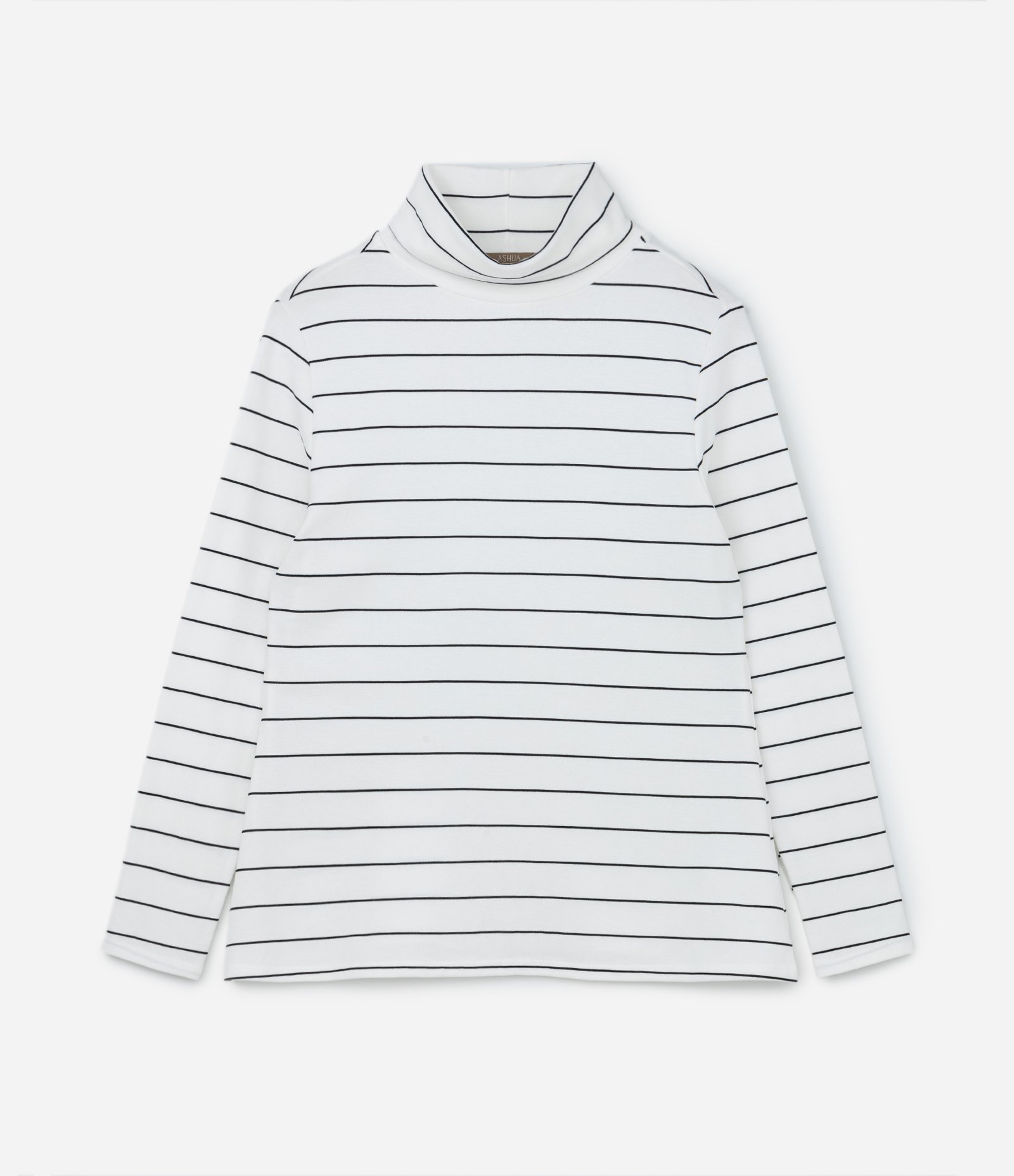 Blusa Manga Longa em Ribana Listrada Curve & Plus Size Branco Neve 5