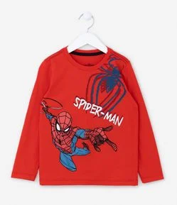 Camiseta Manga Longa Infantil com Estampa do Homem Aranha - Tam 4 a 10 anos