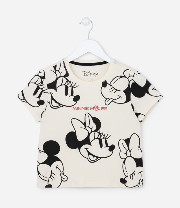 Camiseta Infantil com Estampa Carinha da Minnie - Tam 5 A 14 Anos