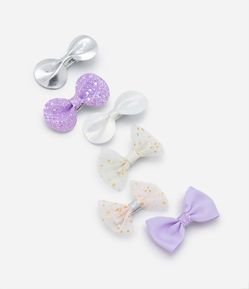 Kit 06 Presilhas de Cabelo Lacinho com Glitter