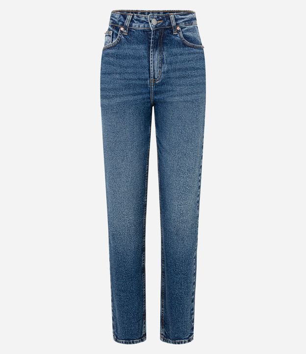 Calça Reta em Jeans Marmorizada Azul 5