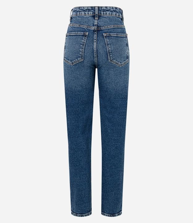 Calça Reta em Jeans Marmorizada Azul 6