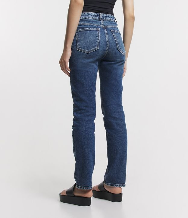 Calça Reta em Jeans Marmorizada Azul 3