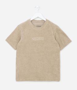 Camiseta Infantil Atoalhada com Estampa em Relevo Vibes - Tam 5 a 14 Anos