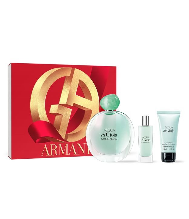 Kit Perfume Giorgio Armani Acqua di Gioia Eau De Parfum Feminino 100ml + Giorgio Amani Acqua Di Gioia 15ml + Body lotion 50ml