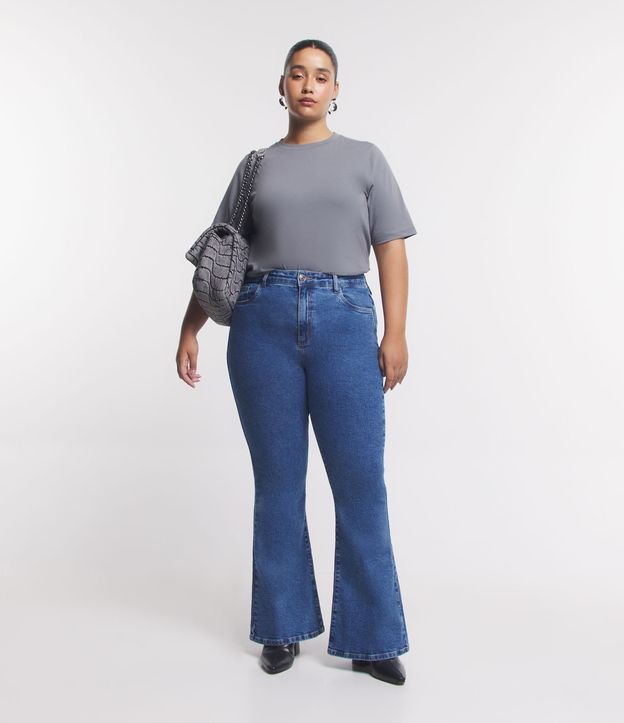 Calça Boot Cut em Jeans Curve & Plus Size Azul 1