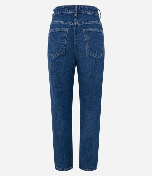 Calça Reta em Jeans com Cintura Alta Azul Escuro 6