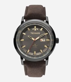 Relógio Technos Analógico com Pulseira em Couro e Caixa em Metal 2115LAQ 2M