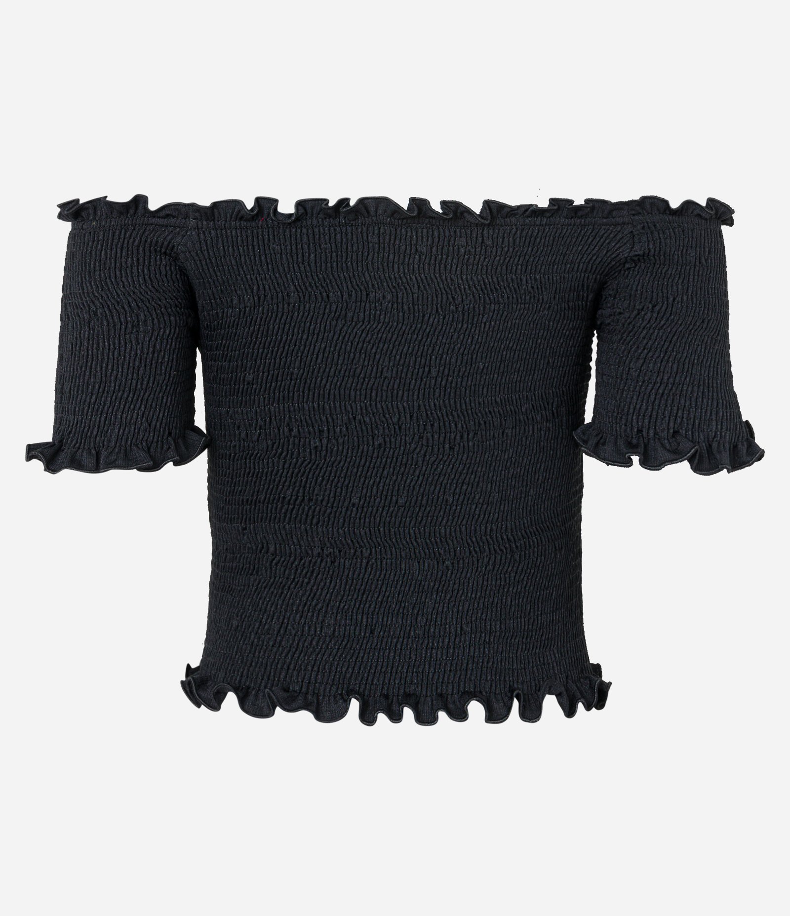 Blusa Texturizada Ombro a Ombro em Lastex Preto 7