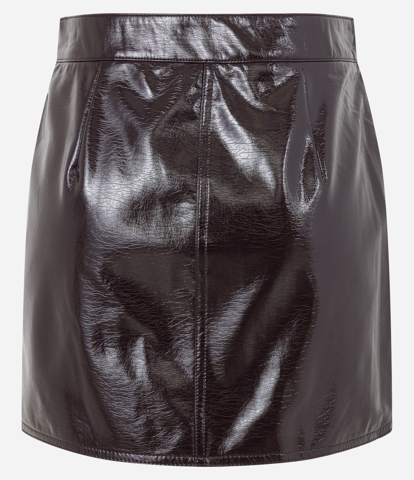 Saia Justa em Vinil com Botões e Abertura Lateral Marrom 6