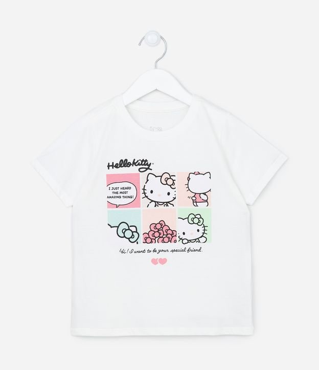 Camiseta Infantil Manga Curta com Estampa da Hello Kitty - Tam 3 a 10 anos Branco 1