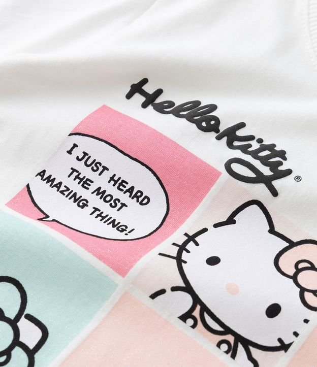 Camiseta Infantil Manga Curta com Estampa da Hello Kitty - Tam 3 a 10 anos Branco 3