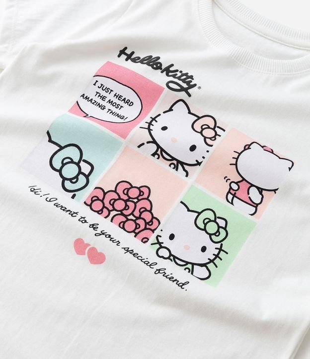 Camiseta Infantil Manga Curta com Estampa da Hello Kitty - Tam 3 a 10 anos Branco 5