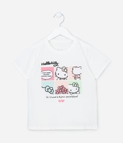 Camiseta Infantil Mang Curta com Estampa da Hello Kitty - Tam 3 a 10 anos