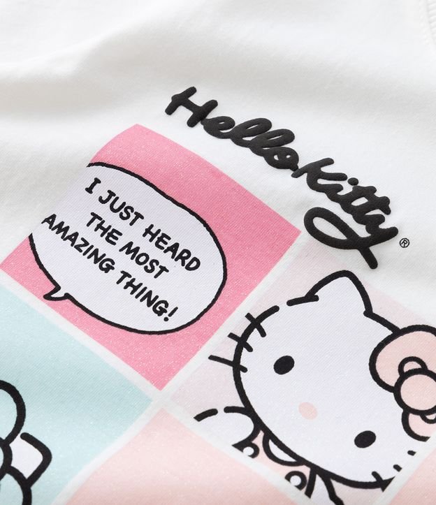 Camiseta Infantil Manga Longa com Estampa da Hello Kitty - Tam 3 a 10 anos Branco 4