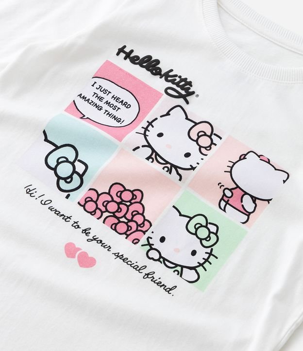 Camiseta Infantil Manga Longa com Estampa da Hello Kitty - Tam 3 a 10 anos Branco 5