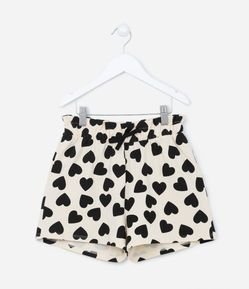 Short Clochard Infantil com Estampa de Corações - Tam 5 a 14 anos