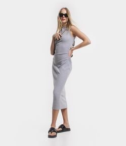 Vestido Midi Muscle Tee em Ribana com Capuz