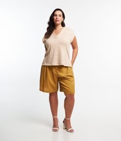 Blusa Colete em Tricô Leve com Gola V Curve & Plus Size
