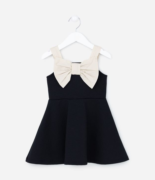 Vestido Infantil Ponto Roma com Laço no Peito - tam 1 a 5 anos
