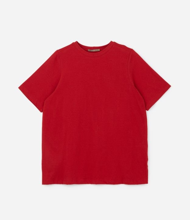 Camiseta Básica em Algodão Curve & Plus Size Vermelho 5