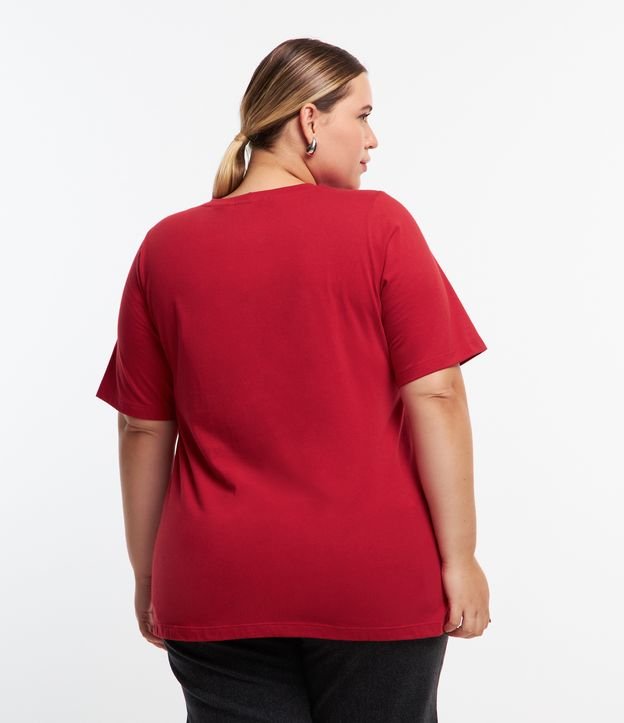 Camiseta Básica em Algodão Curve & Plus Size Vermelho 3