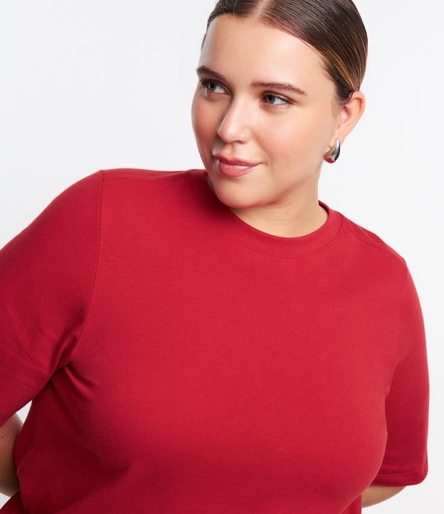 Camiseta Básica em Algodão Curve & Plus Size Vermelho 4