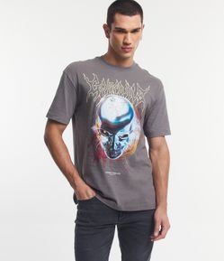 Camiseta Relaxed em Meia Malha com Estampa The Rockband