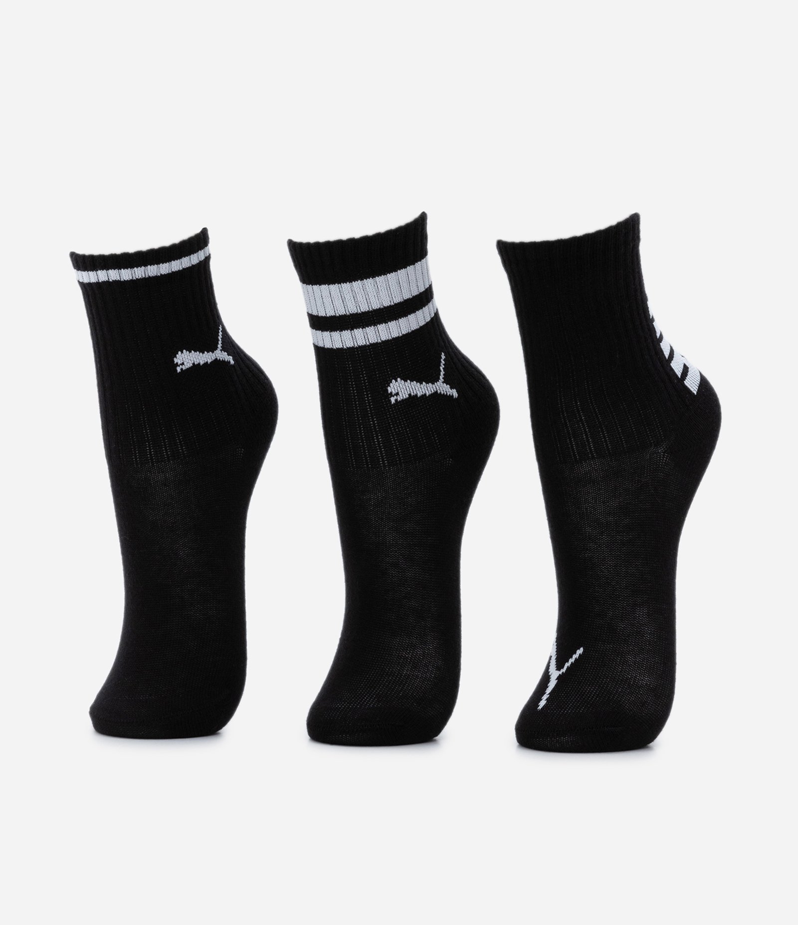 Kit 03 Meias Cano Médio Infantis com Estampa Puma- Tam 25/28 ao 29/34 Preto 1