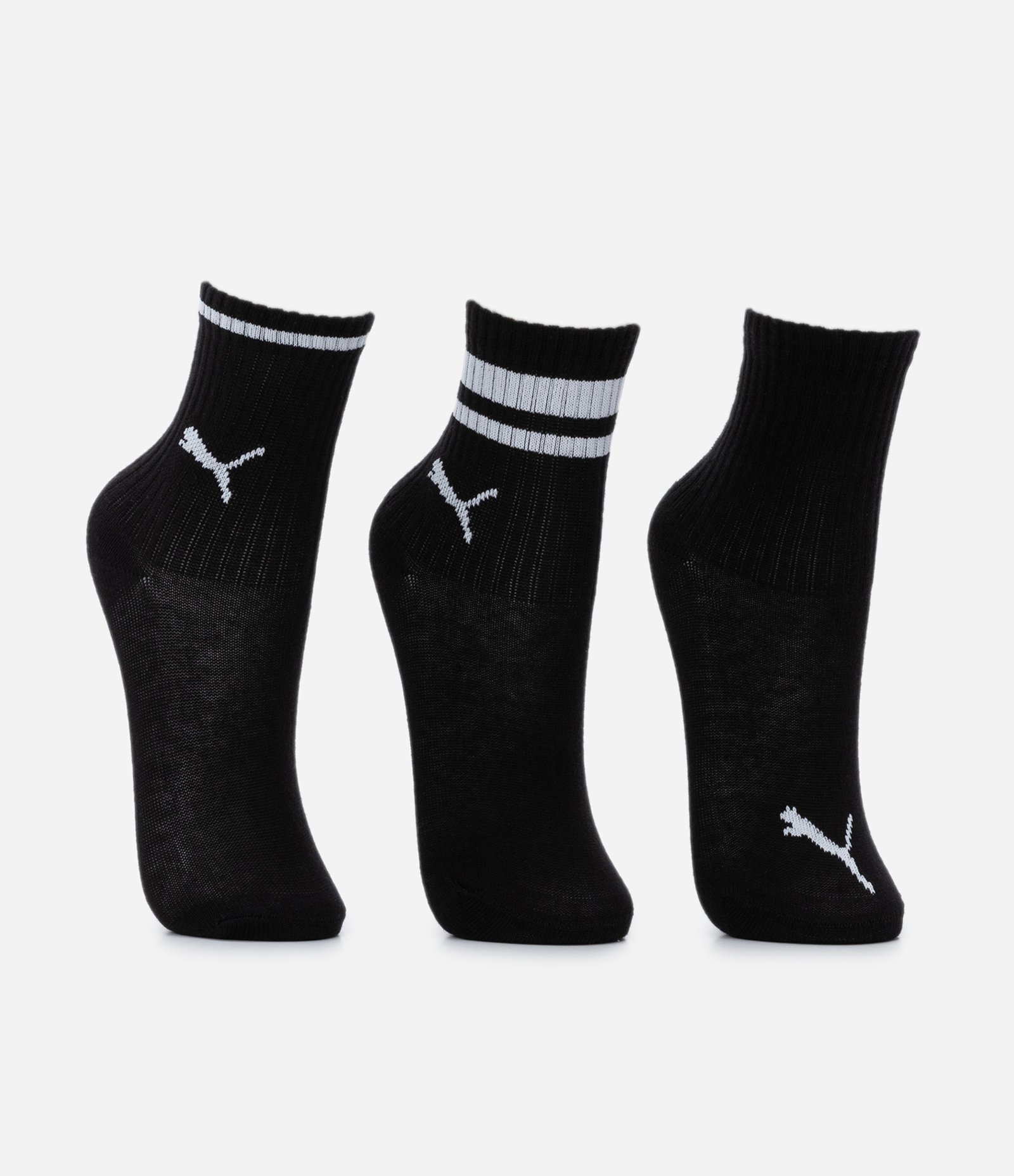 Kit 03 Meias Cano Médio Infantis com Estampa Puma- Tam 25/28 ao 29/34 Preto 2