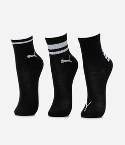 Kit 03 Meias Cano Médio Infantis com Estampa Puma- Tam 25/28 ao 29/34