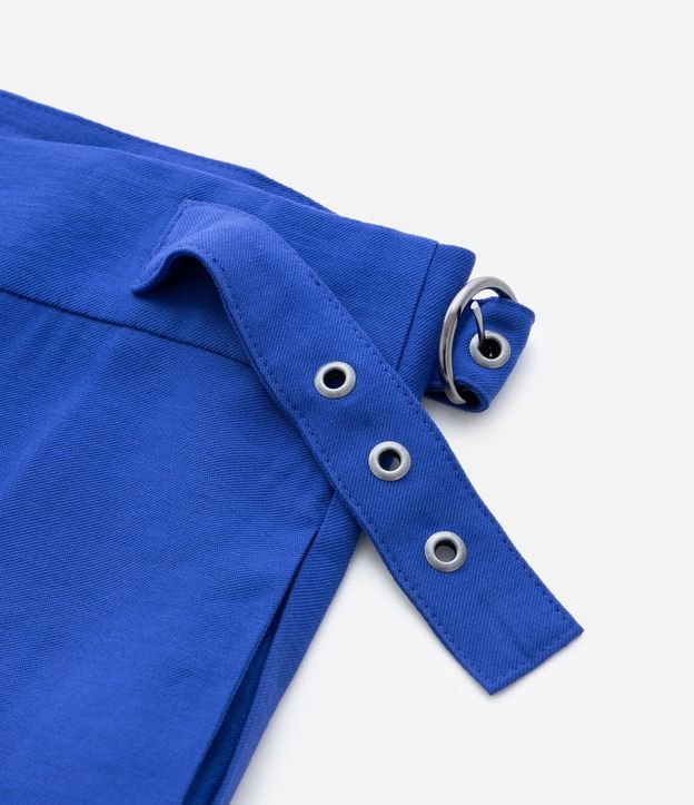 Calça Reta em Viscose com Fivelas e Bolsos Curve & Plus Size Azul 8