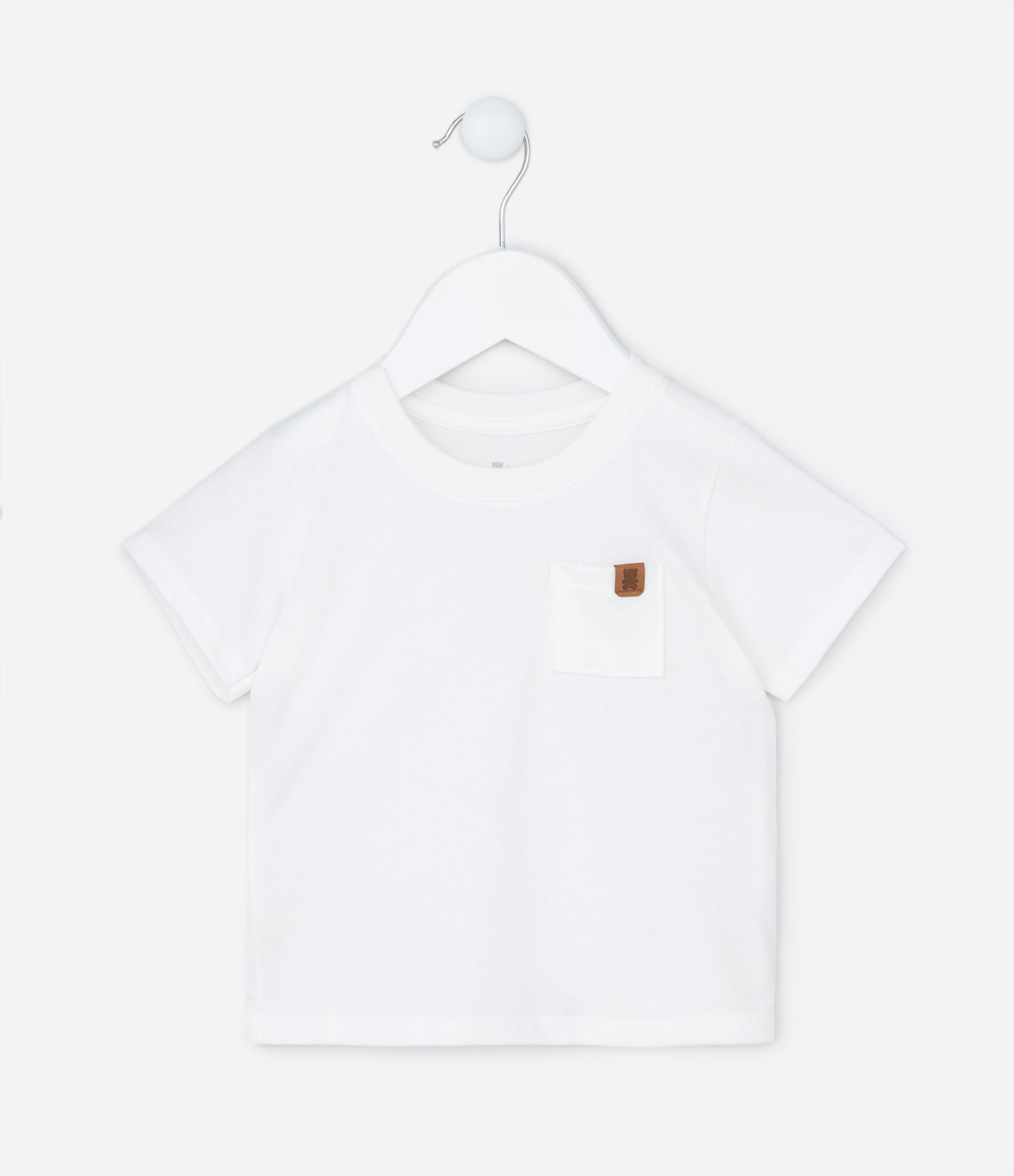 Camiseta Básica Infantil com Bolsinho - Tam 0 a 18 meses Branco 1