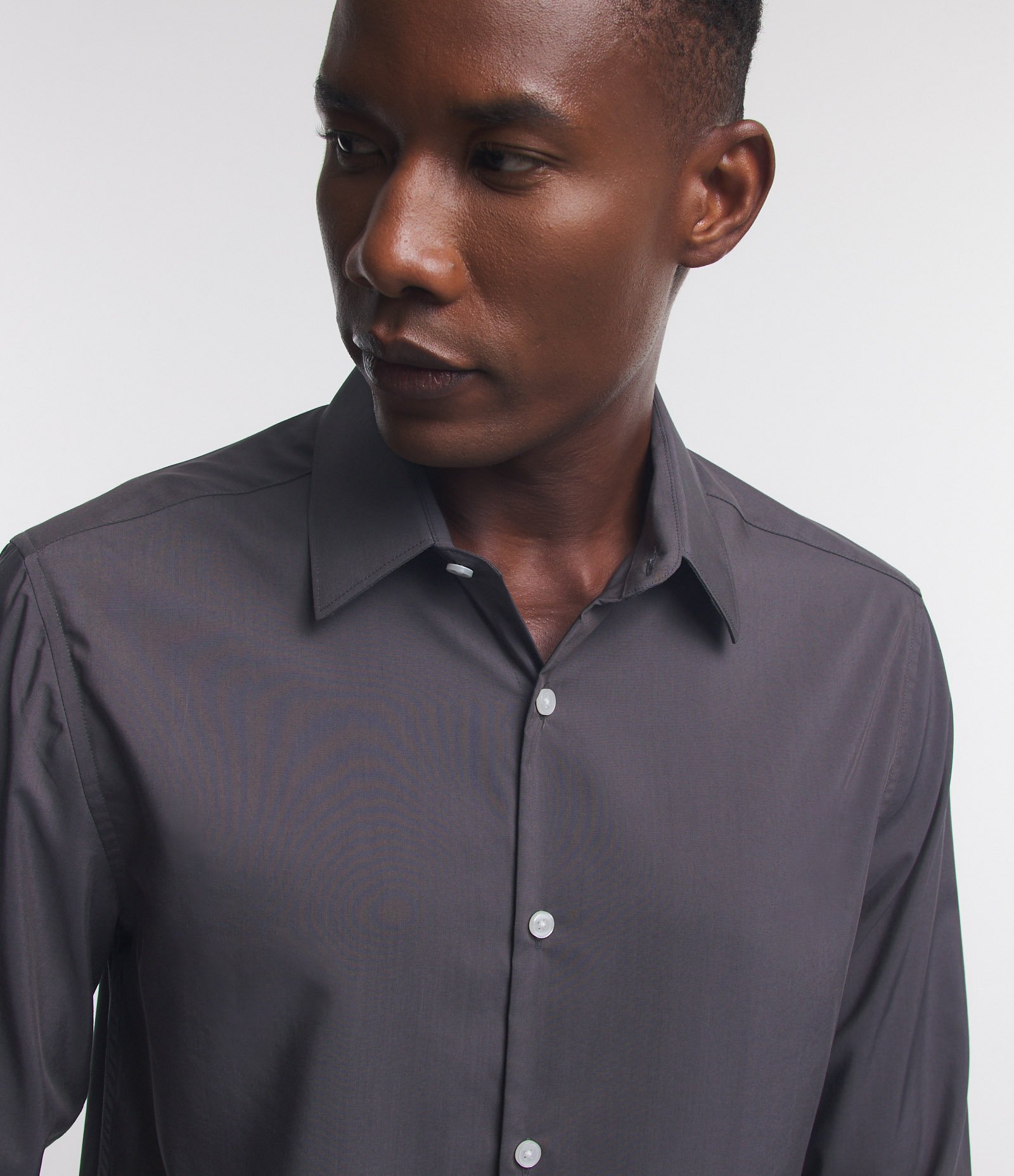 Camisa Regular em Microfibra Easy Care Cinza 3