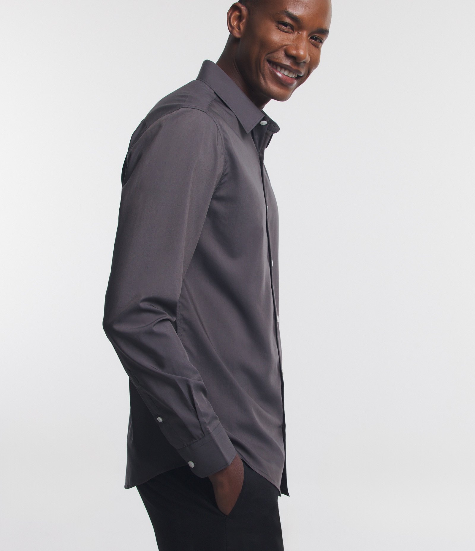 Camisa Regular em Microfibra Easy Care Cinza 4