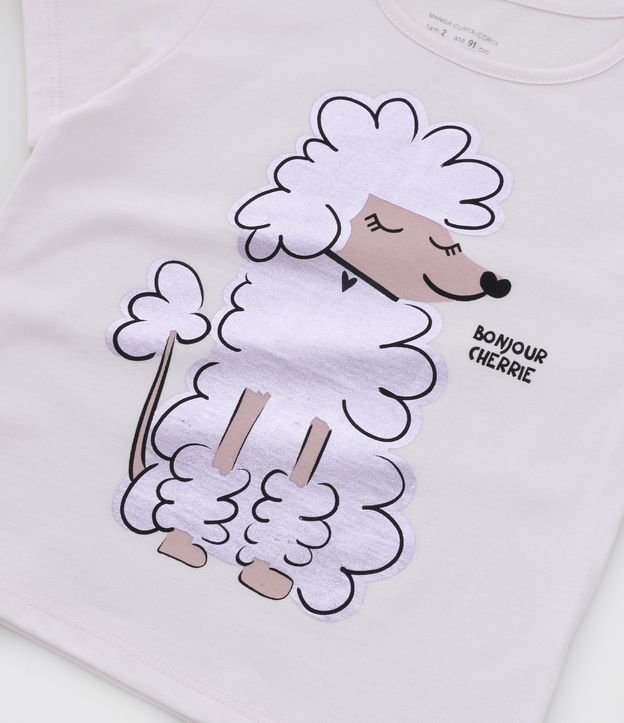 Camiseta Manga Curta Infantil com Estampa de Cachorrinha Posando - Tam 1 a 5 anos Branco 3
